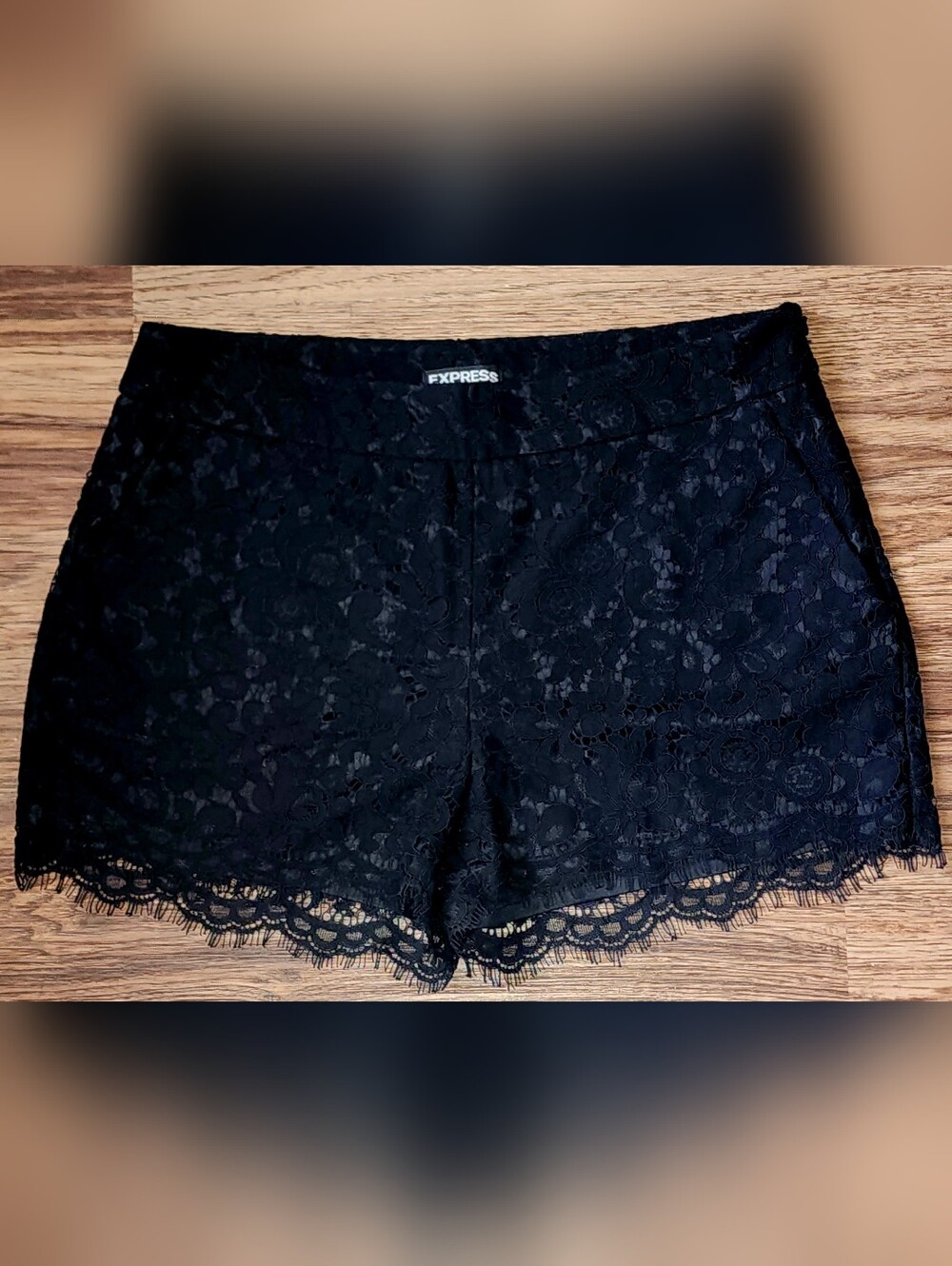 Express Black Formal Floral Lace Shorts